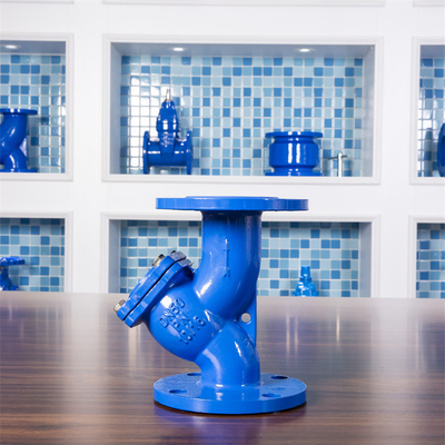 DIN Ductile Cast Iron Y Type Strainer Filter Pn16 Flanged Blue Drinking Water